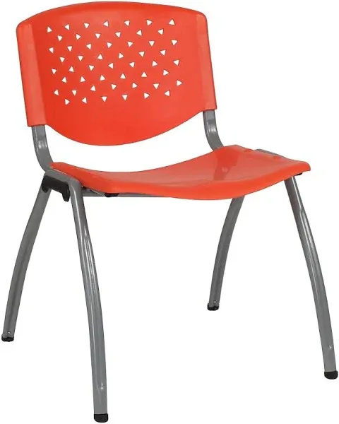 Flash Furniture Hercules Series 880 lb. Capacity Plastic Stack Chair with Titanium Gray Powder Coated Frame