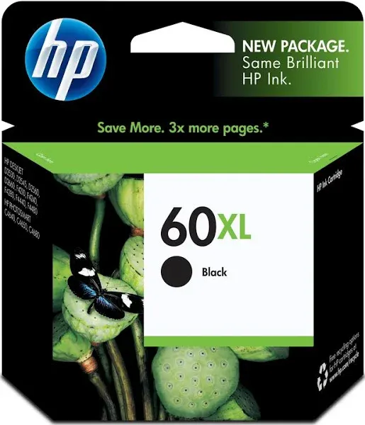 HP 60XL #140 Black Ink Cartridge F2480 C4680 D2660 100a Exp: 02/2014 CC641WN NEW