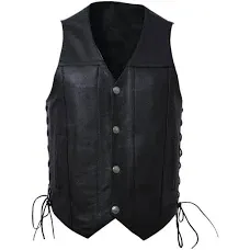 Men's Biker Leather Vest Gun Slinger Milled Cowhide Motorcycle Vest