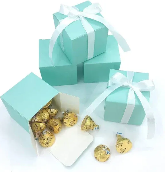 AWESON Party Small Cube Turquoise Candy Treat Boxes