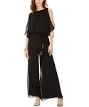 MSK Style Setter Black Jumpsuit Embellished Split-Sleeve Large NWT