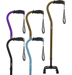 Quad Cane, Reversible 4 Prong Base, 28in - 37in, Blue, Each