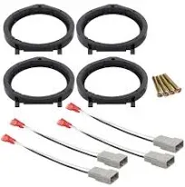 American Terminal Car Stereo Door Speaker Adapter Mounting Plates 6.5 Inch 6.75 Inch 165mm Stand Ring Kit with Wiring Harness Cable Set of 4 Fits 2006 2007 2008 2009 2010 2011 Honda Civic