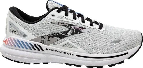 Men's Brooks Adrenaline GTS 23, White/Black/Orchid Bouquet, 10.5 D Medium