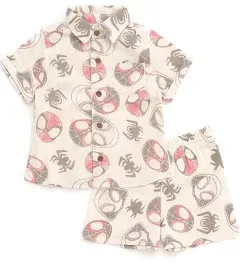 Marvel Spidey and His Amazing Friends Matching Family Button Down Shirt and Shorts Outfit Set