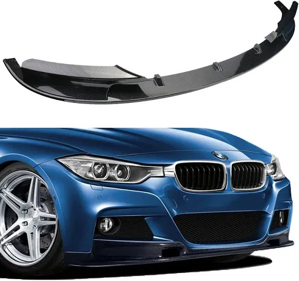 AOKAILI 2pcs Carbon Fiber Front Bumper Lip Splitter for 2012-2018 F30 F35 Base 3 Series,(M-Tech/M-Sport Bumper Only)