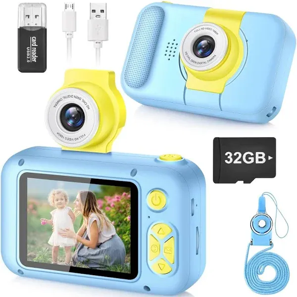 Kid Camera,ARNSSIEN Camera for Kid,2.4in IPS Screen Digital Camera,180°Flip Len Student Camera,Children Selfie Camera with Playback Game,Christmas/Birthday Gift for 4 5 6 7 8 9 10 11 Year Old Girl Boy