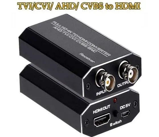 TVI/CVI/AHD to HDMI Converter, Full HD 4K 720P/ 1080P/ 3MP/ 4MP/ 5MP/ 8MP BNC to HDMI Video Adapter for Monitor HDTV DVRs