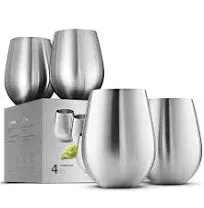 FineDine Stainless Steel Wine Glasses Set of 4