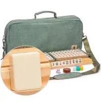 Yellow Mountain Imports American Mahjong Set, Heather with Soft Case All-in-One Racks with Pushers, Scoring Coins, Dice, and Wind Indicator