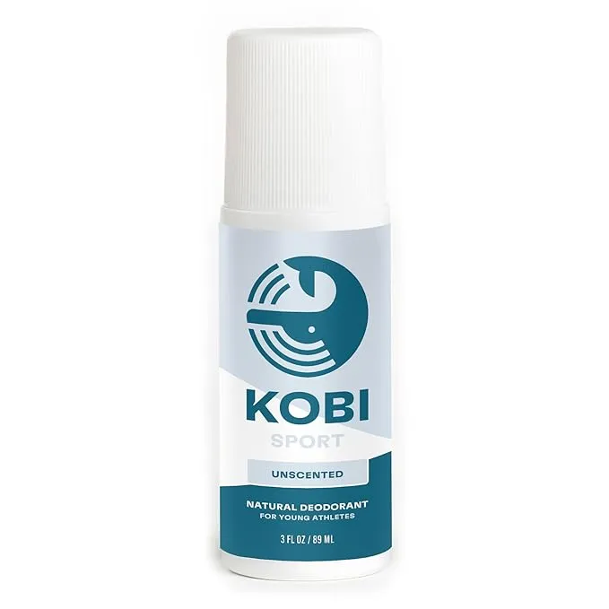 Kobi Deodorant for Teens, Kids, Boys, Girls - Natural, Aluminum-Free, Hypoallergenic, Sport Strength - Unscented