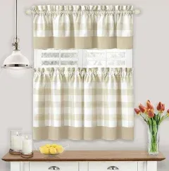 Achim Hunter Rod Pocket Window Curtain Tier & Valance Set