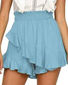 LETSRUNWILD Women&#039;s Mini Skirt Skort Ruffle Trendy Beach Cotton High Waisted Flo