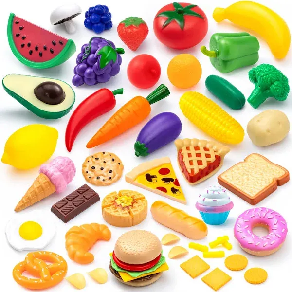 JOYIN 50 Pieces Kids Plastic Play Food Toys