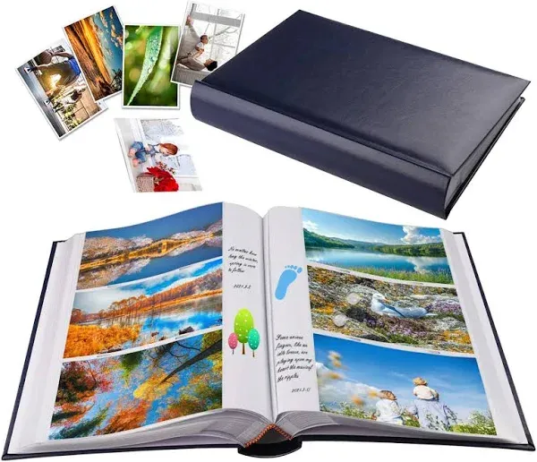 Self-Adhesive Photo Album 60 Black Pages and Photo Album 4x6 Photos Hold 402 Pockets with Memo