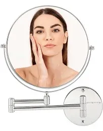 OVENTE 13.4 in. x 10.16 in. Modern Round Framed Makeup Vanity Mirror, Polished Chrome MNLFW90CH1X10X