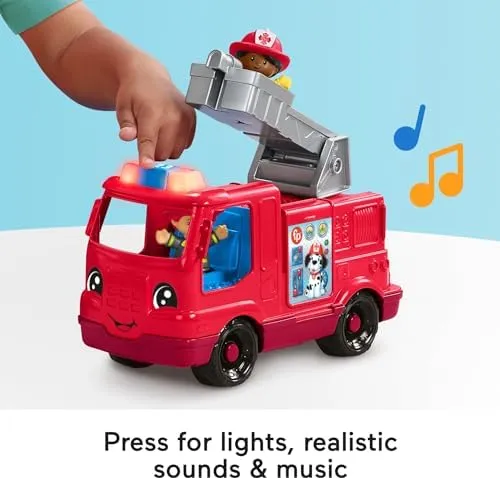 Fisher-Price Little People Fire Truck Musical Toddler Toy with Lights Sounds 2 Figures