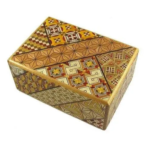 Japanese Hand Made Yosegi Puzzle Box 4 sun 21 steps