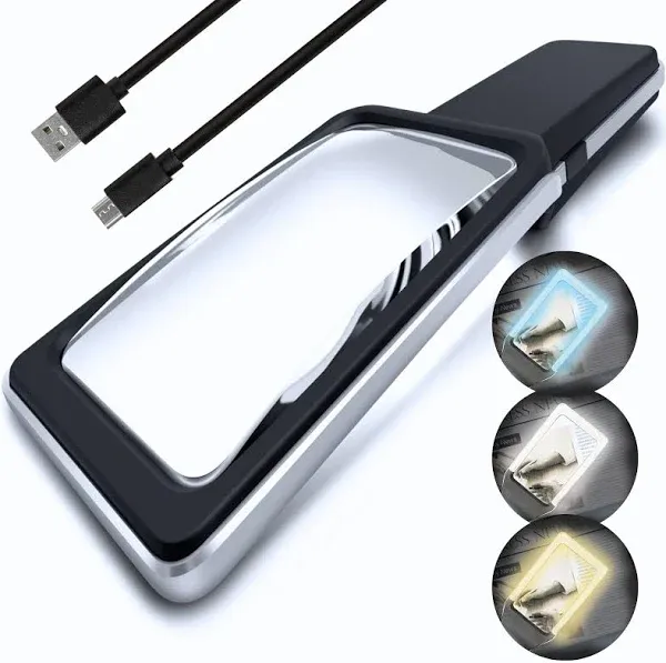 6X Rechargeable Magnifying Glass with Anti-Glare Lens &amp;Fully Dimmable Leds- Even