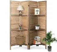 hofitlead 4 Panel Room Divider with Shelves