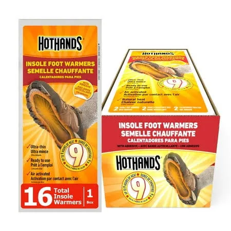 Hothands Insole Foot Warmer 16 pairs 9 hour W/ adhesive