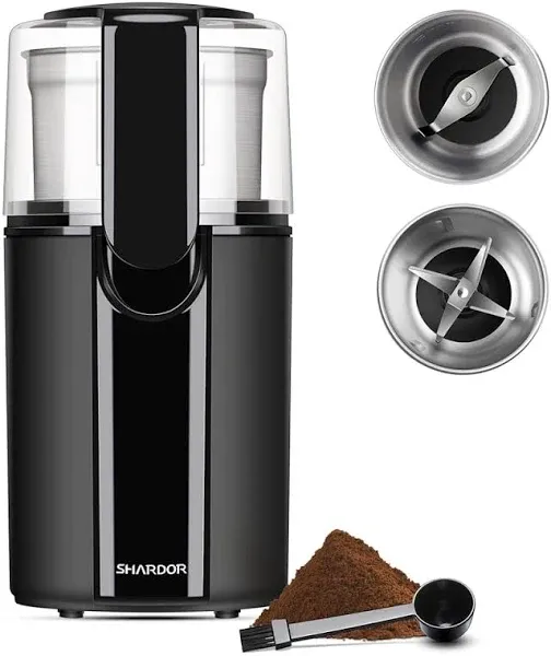 Electric Coffee Grinder with 2 Stainless Steel Bowls - Coarse and Fine Grinding