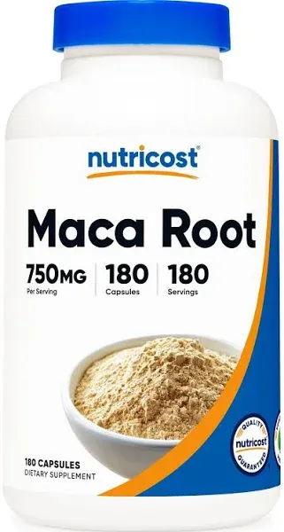 Nutricost Maca Root 750mg, 180 Capsules - 180 Servings, Non-GMO, Gluten Free