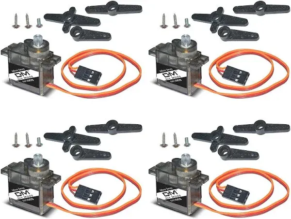 diymore 4pcs DM90S Servo Micro 180° 9 Gram Metal Gear Servo Digital Micro Servo Motor for 450 RC Helicopter Plane Boat Car (180 Rotating)