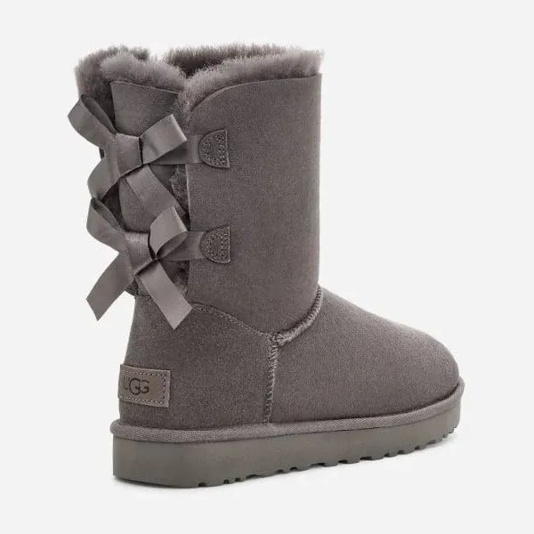 Ugg Kids Bailey Bow II 2 grey suede boots 1017394K NEW With Box