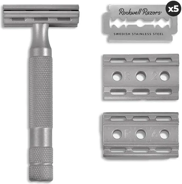 NEW ROCKWELL RAZORS 6S Stainless Steel Double-Edge Safety Razor 8 piece set