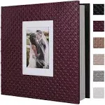 RECUTMS 60 Pages Handmade DIY 4x6 5x7 8x10 Photos of Any Size, Button Grain Leather Cover of Wedding Photo Album Baby Picture Book Family Scrapbook Photo Album (Black)