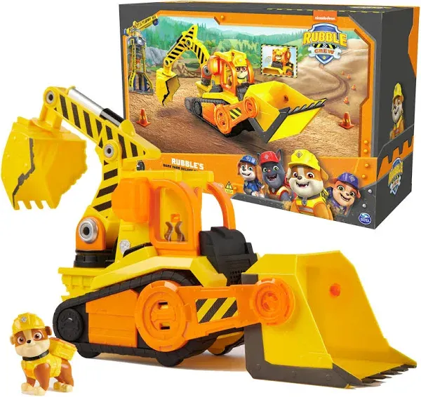 Rubble & Crew, Bark Yard Deluxe Bulldozer Construction Truck Toy with Lights, Sounds & Rubble Action Figure, Kids Toys for Boys & Girls Ages 3+