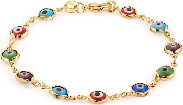 Barzel 18K Gold Plated Evil Eye Bracelet