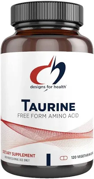 Designs for Health Taurine Capsules - 1000mg (1g) Taurine Amino Acid Pills - Cardiovascular Support - Non-GMO + Vegan Supplement (120 Capsules)