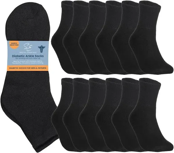 Special Essentials 12 Pairs Non-Binding Cotton Ankle Socks