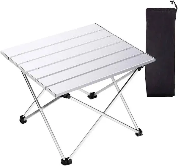 Grope Folding Camping Table with Aluminum Table Top, Beach Table Small Black