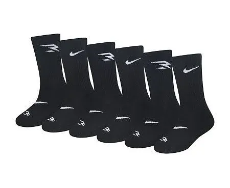 Nike 3BRAND by Russell Wilson Kids' Dri-Fit Crew Socks - 6-Pack - Black