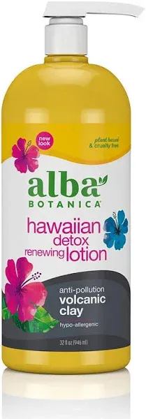 Alba Botanica Lotion, Renewing, Detox, Hawaiian, Volcanic Clay - 32 oz