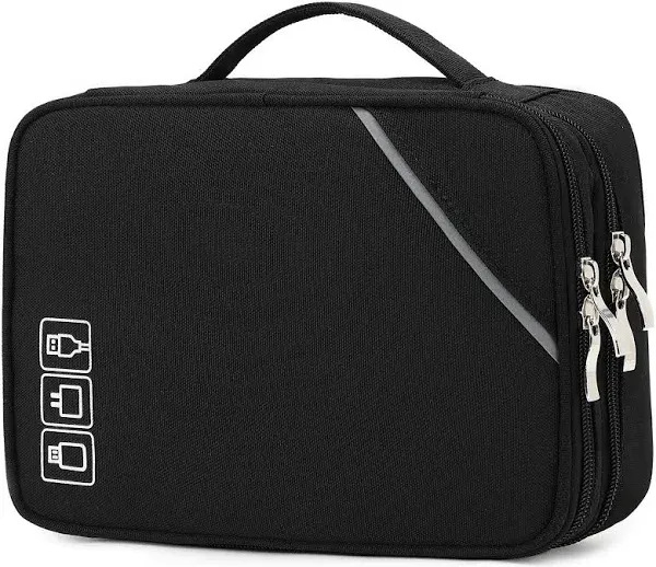 Travel Cable Organizer Bag Electronic Accessories Case Portable Double Layer Cab