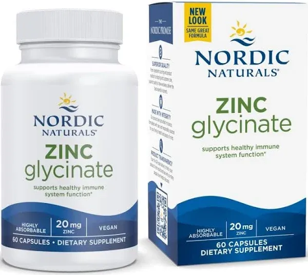 Nordic Naturals Zinc Glycinate 20 mg 60 Capsules