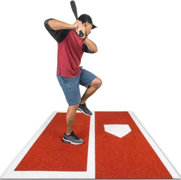 GoSports Baseball/Softball Turf Batting Mat - 6 ft x 5.5 ft Switch Hitting Design with Reversible Home Plate