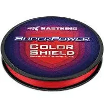 KastKing Superpower ColorShield Braided Fishing Line - Colorfast Braided Line, 100% Solution Dyed UHMWPE Fiber, Smooth & Strong Superline, Near Zero Stretch, Sensitive, High Abrasion Resistance