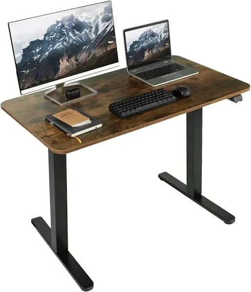 VIVO Rustic Vintage Brown / Black Electric 40" x 24" Sit Stand Desk, Ergonomic Height Adjustable Workstation (DESK-EP40TN)