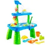 Play-act Water Table for Toddlers, 3-Tier Water Sand Table Outdoor Play Toys for Kids Ages 2 3 4, Includes 18 Pcs Water & Sand Accessories, Ideal