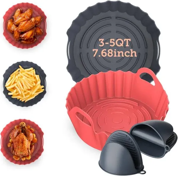 Air Fryer Silicone Liners for 3-5 Qt 7.6 Inch Reusable Basket Certified Food