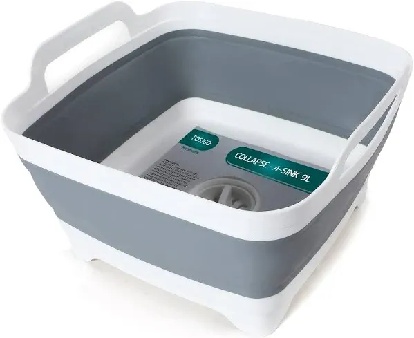 Sky Blue Collapsible Dish Basin with Drain Plug - 9L Capacity &amp; Carry Handles