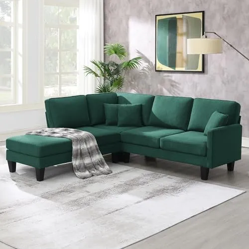 ModernLuxe 90" Terry Fabric Modern L Shaped Sectional Sofa with 5 Seater Chaise Lounge and