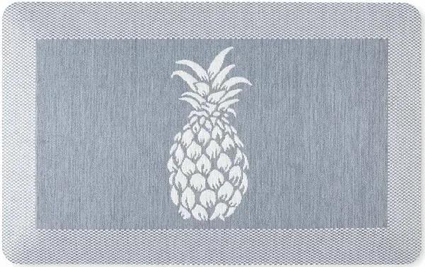 Martha Stewart Aloha Modern Pineapple Anti-Fatigue Air-Infused Kitchen Mat, Blue, 19.6"x32"