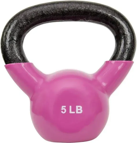 Sunny Health & Fitness Vinyl-Coated 15-Pound Kettlebell Weight, Red