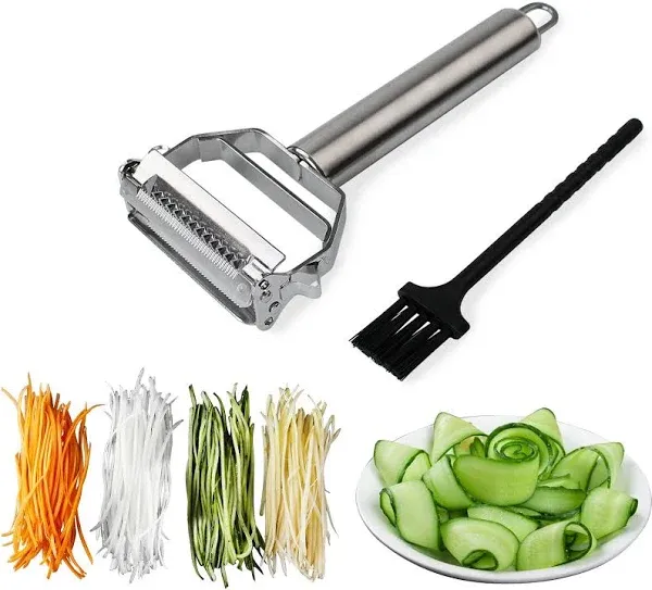 Multifunctiona<wbr/>l Stainless Steel Peeler with Cleaning Brush - Healthy Cooking